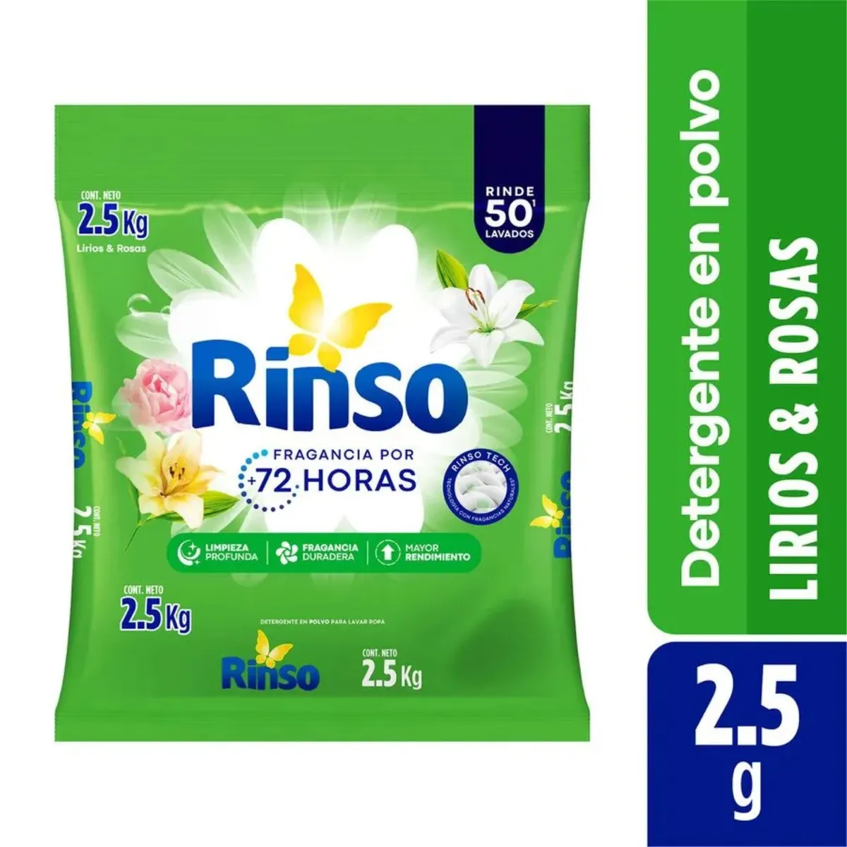 RINSO - Detergente en Polvo Aroma Lirios y Rosas Rinso 2.5 kg