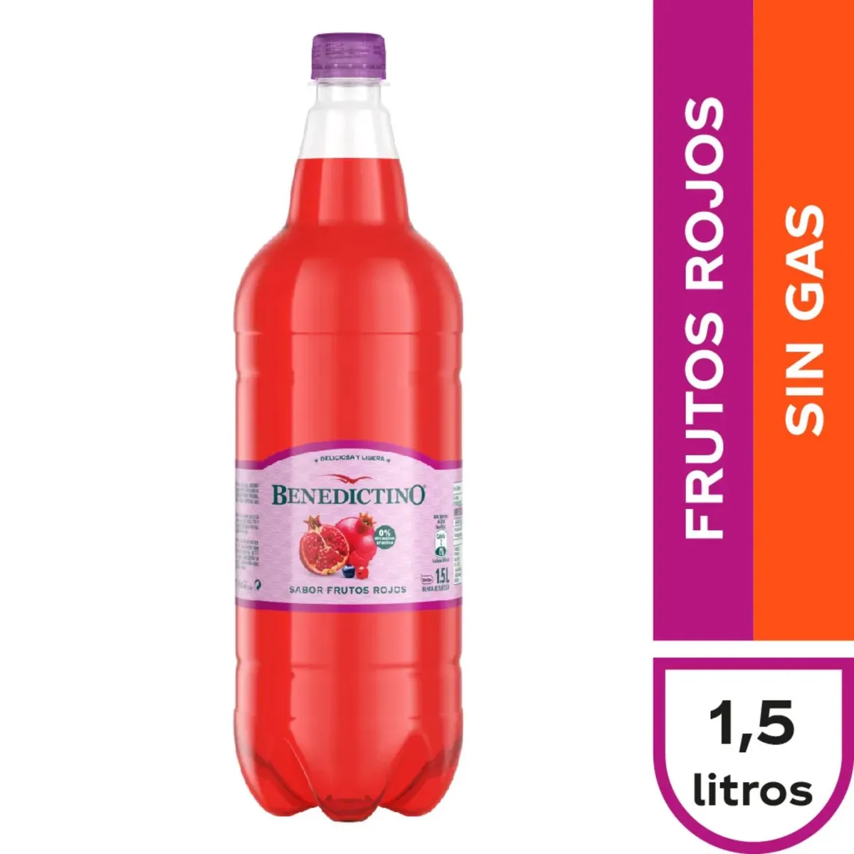 BENEDICTINO - Agua Saborizada Benedictino Sabor Frutos Rojos 1.5 L