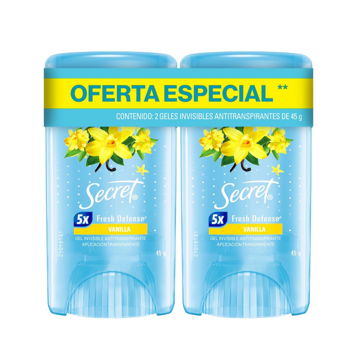 SECRET - Pack Desodorante Antitranspirante en Gel Aroma Vainilla Secret 2 x 45 g