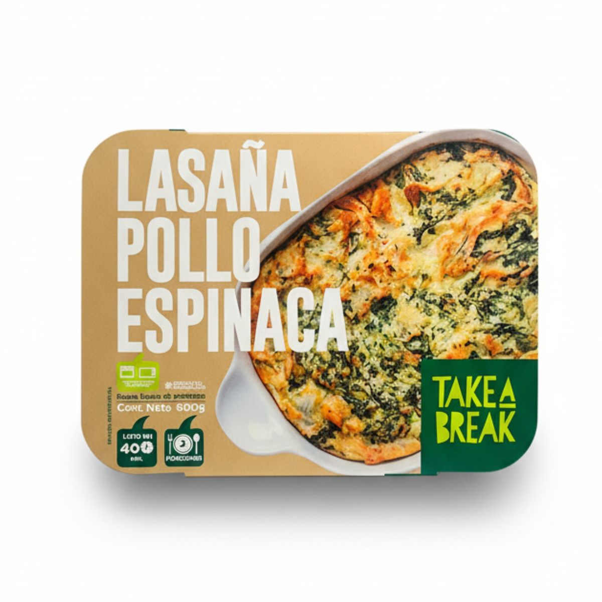 TAKE A BREAK - Lasagña Pollo y Espinaca Congelada Take a Break 600 g
