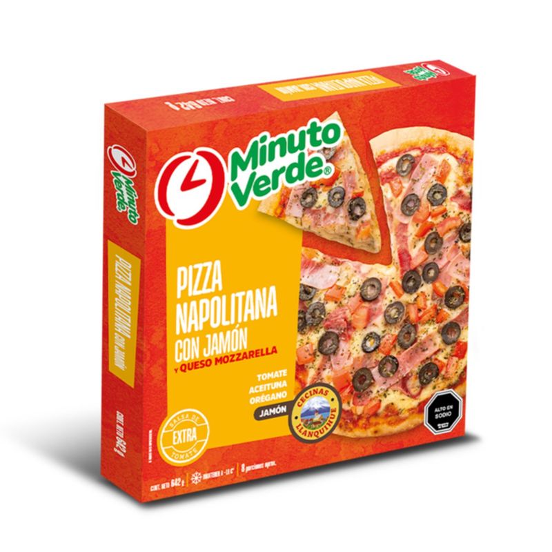 MINUTO VERDE - Pizza Napolitana con Jamón Congelada Minuto Verde 642 g
