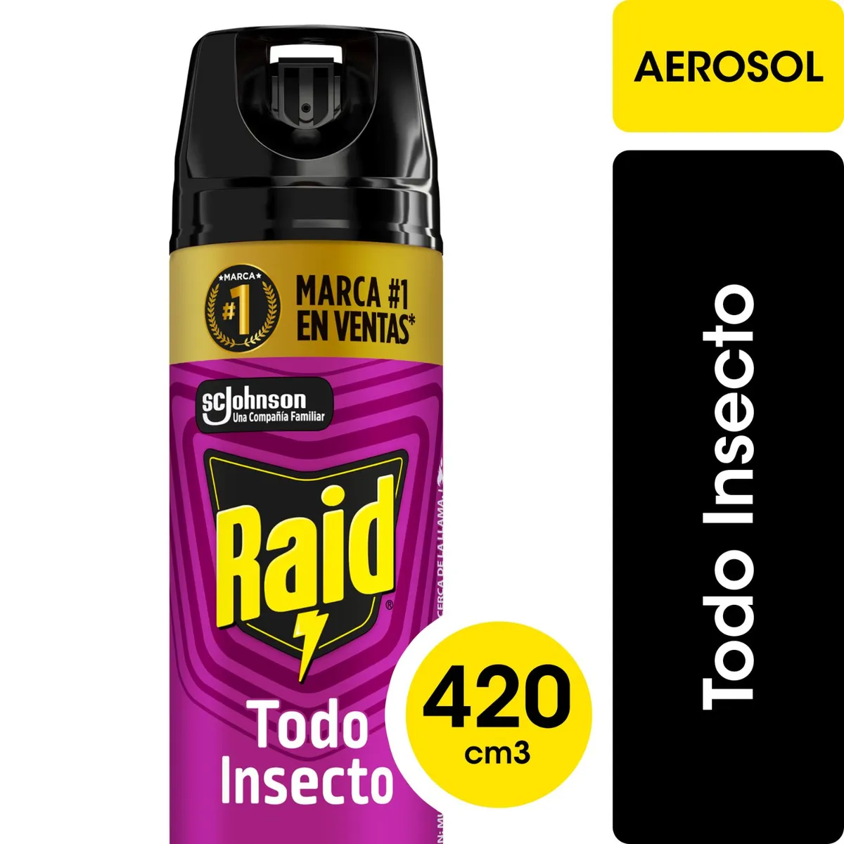 RAID - Insecticida Aerosol Raid Todo Insecto 420 ml