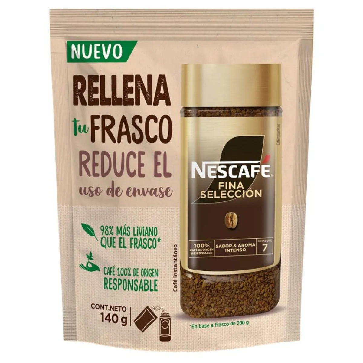 NESCAFE - Café Instantáneo Fina Selección Doypack Recarga Nescafe 140 g
