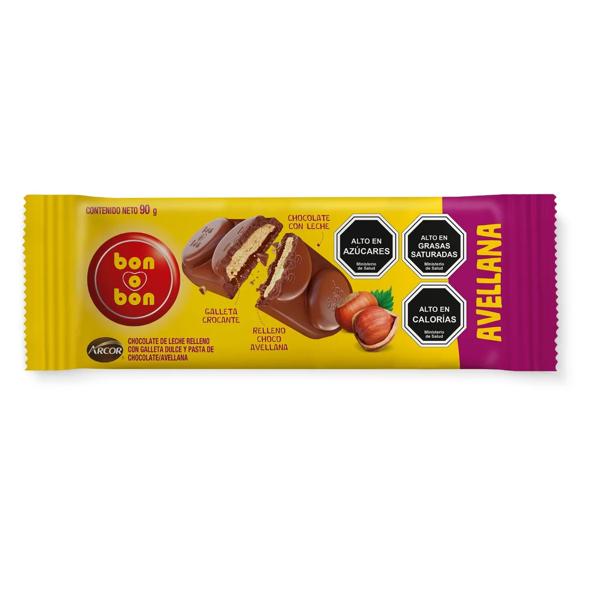 BON O BON - Chocolate con Galleta en Barra Avellana Bon o Bon 90 g