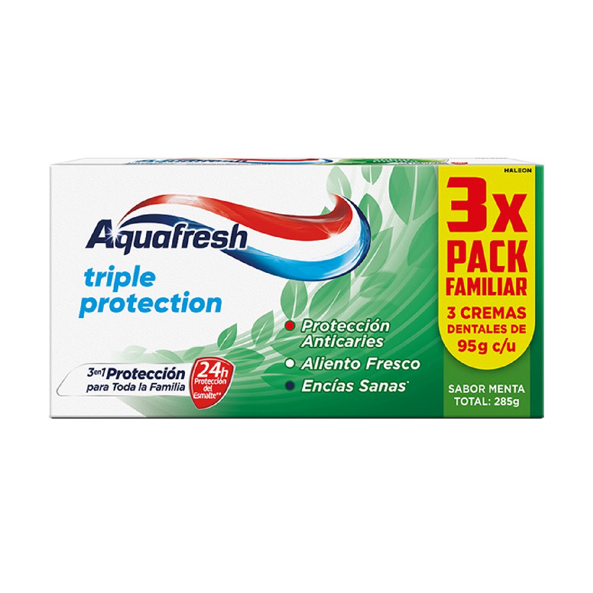 AQUAFRESH - Pack Pasta de Dientes Aquafresh Triple Protección Sabor Menta 3 x 95 g