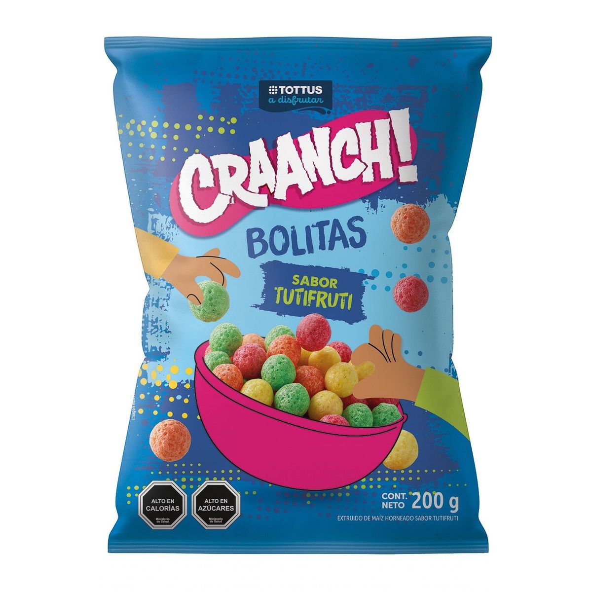TOTTUS - Snack Bolitas Craanch! Sabor Tutti Frutti Tottus 200 g