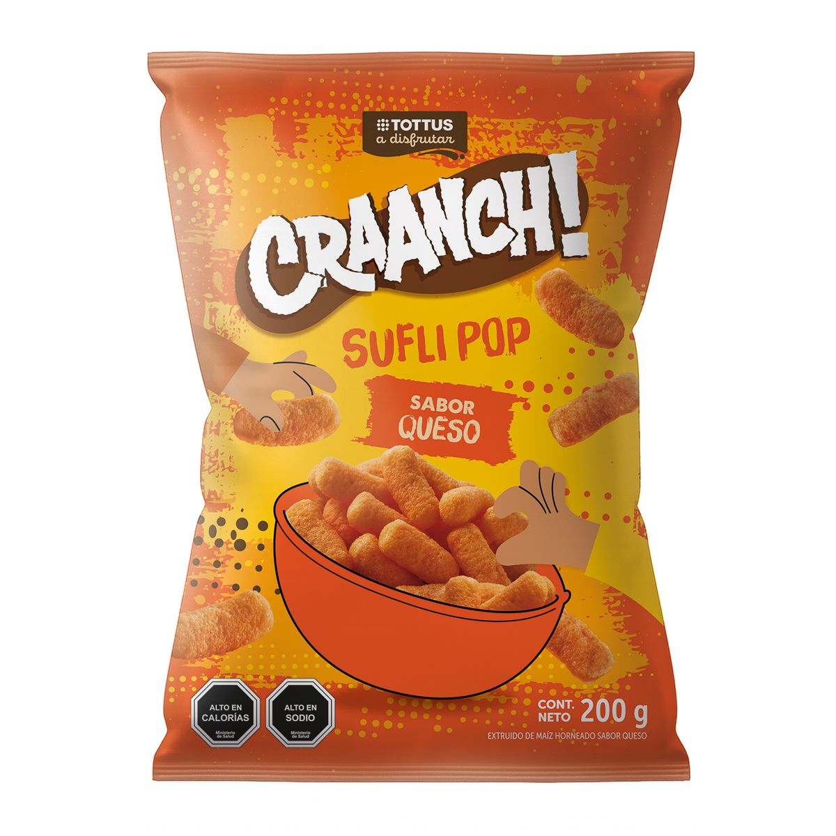 TOTTUS - Snack Sufli Pop Craanch! Sabor Queso Tottus 200 g