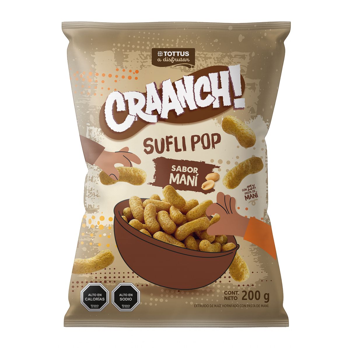 TOTTUS - Snack Sufli Pop Craanch! Sabor Maní Tottus 200 g
