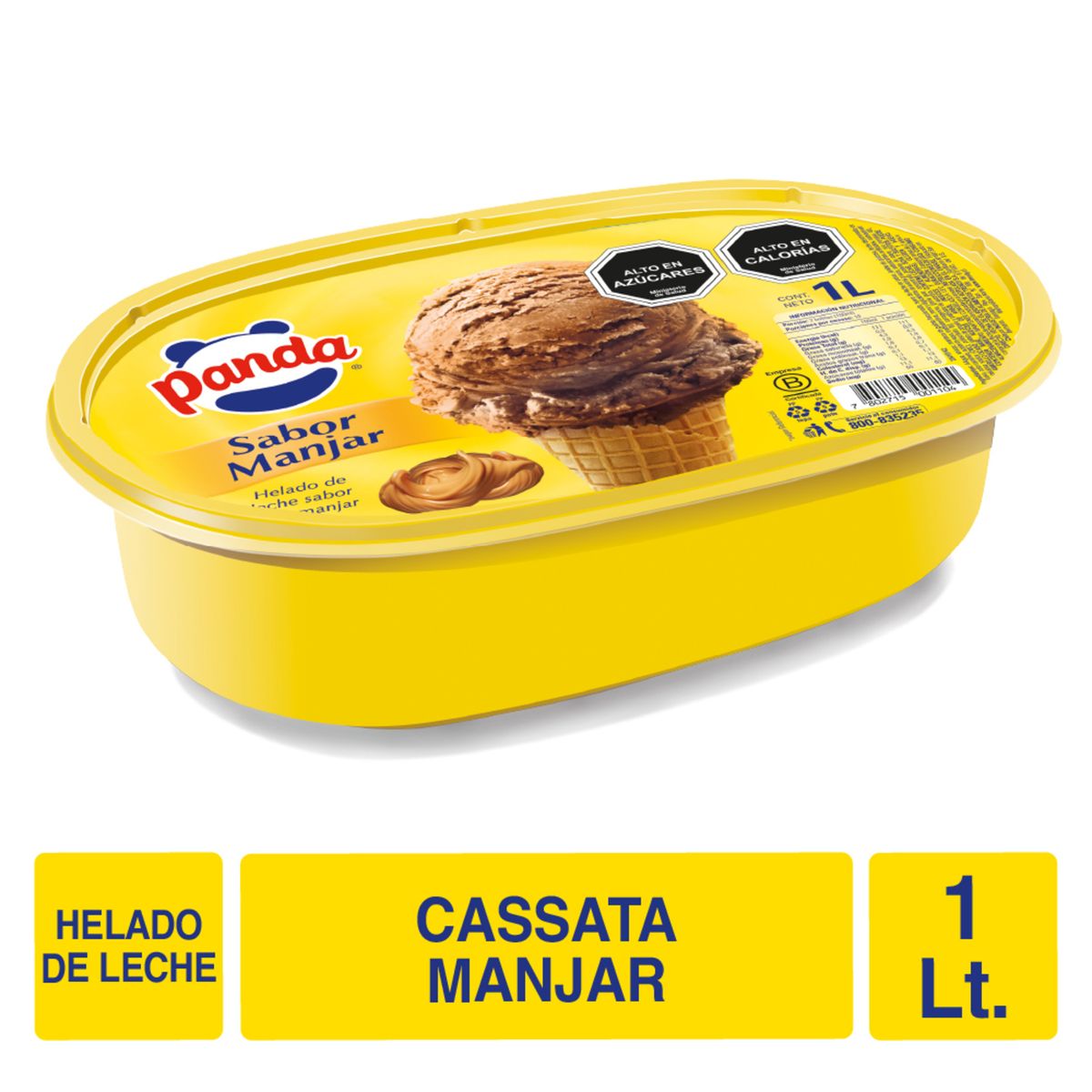 PANDA - Helado de Leche Sabor Manjar Cassata Panda 1 L
