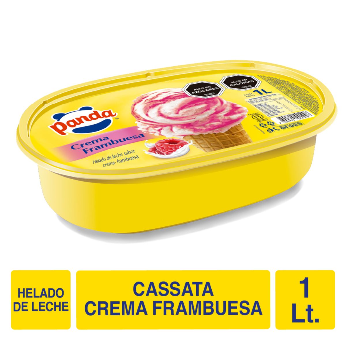 PANDA - Helado de Leche Sabor Crema Frambuesa Cassata Panda 1 L