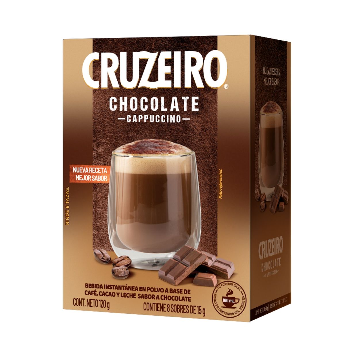 CRUZEIRO - Café Instantáneo Sabor Cappuccino Chocolate Cruzeiro 8 Un 120 g