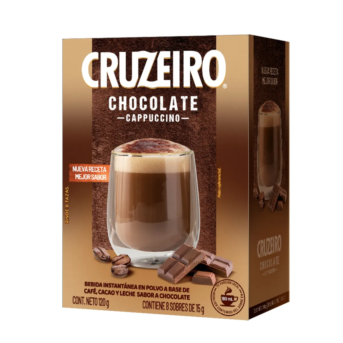 CRUZEIRO - Café Instantáneo Sabor Cappuccino Chocolate Cruzeiro 8 Un 120 g