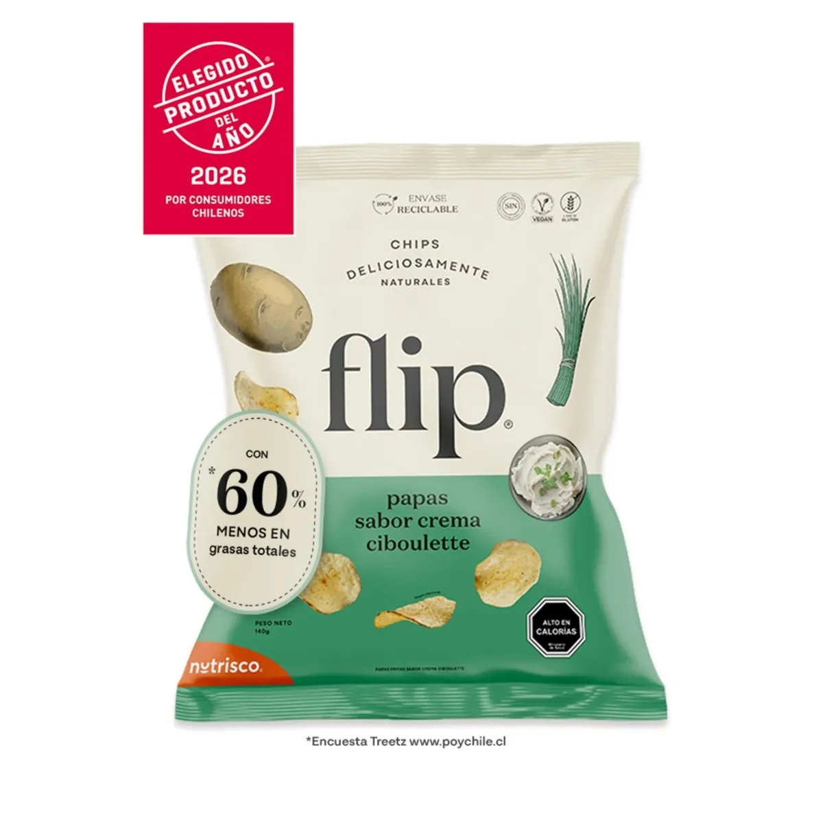 FLIP - Chips Papas Sabor Crema Ciboulette Flip 140 g