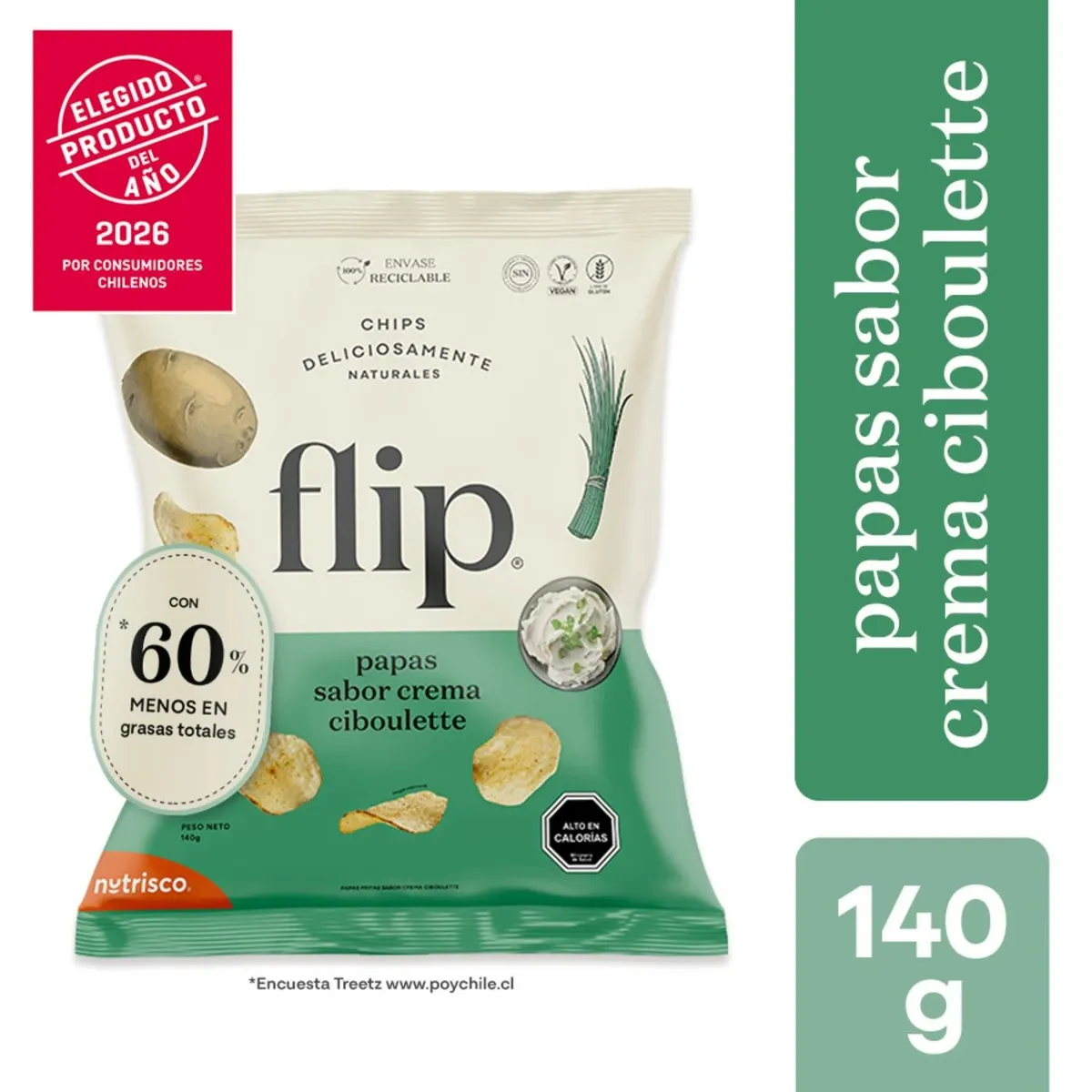 FLIP - Chips Papas Sabor Crema Ciboulette Flip 140 g