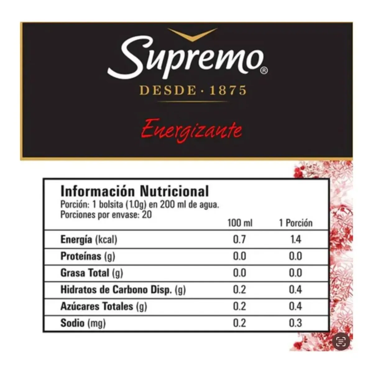 SUPREMO - Infusión de Hierbas Energizante Supremo 20 Un