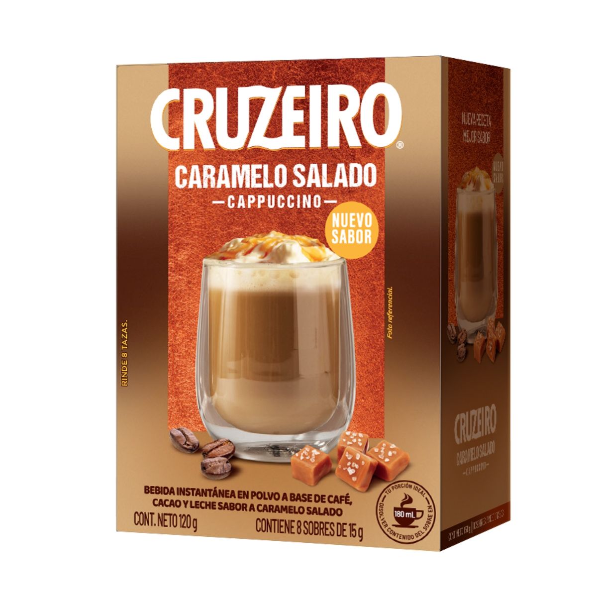 CRUZEIRO - Café Instantáneo Sabor Cappuccino Caramelo Salado Cruzeiro 8 Un 120 g