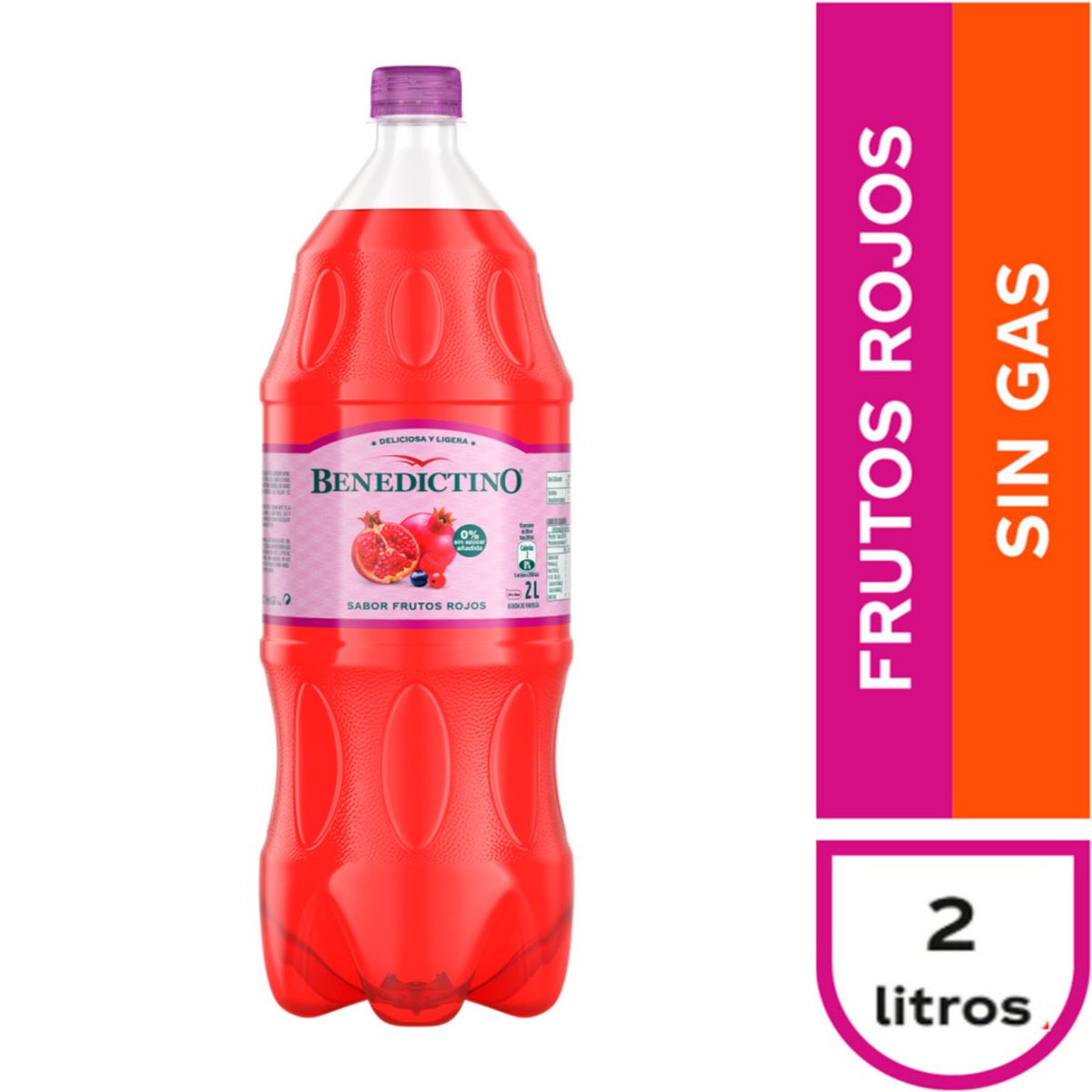 BENEDICTINO - Agua Saborizada Benedictino Sabor Frutos Rojos 2 L
