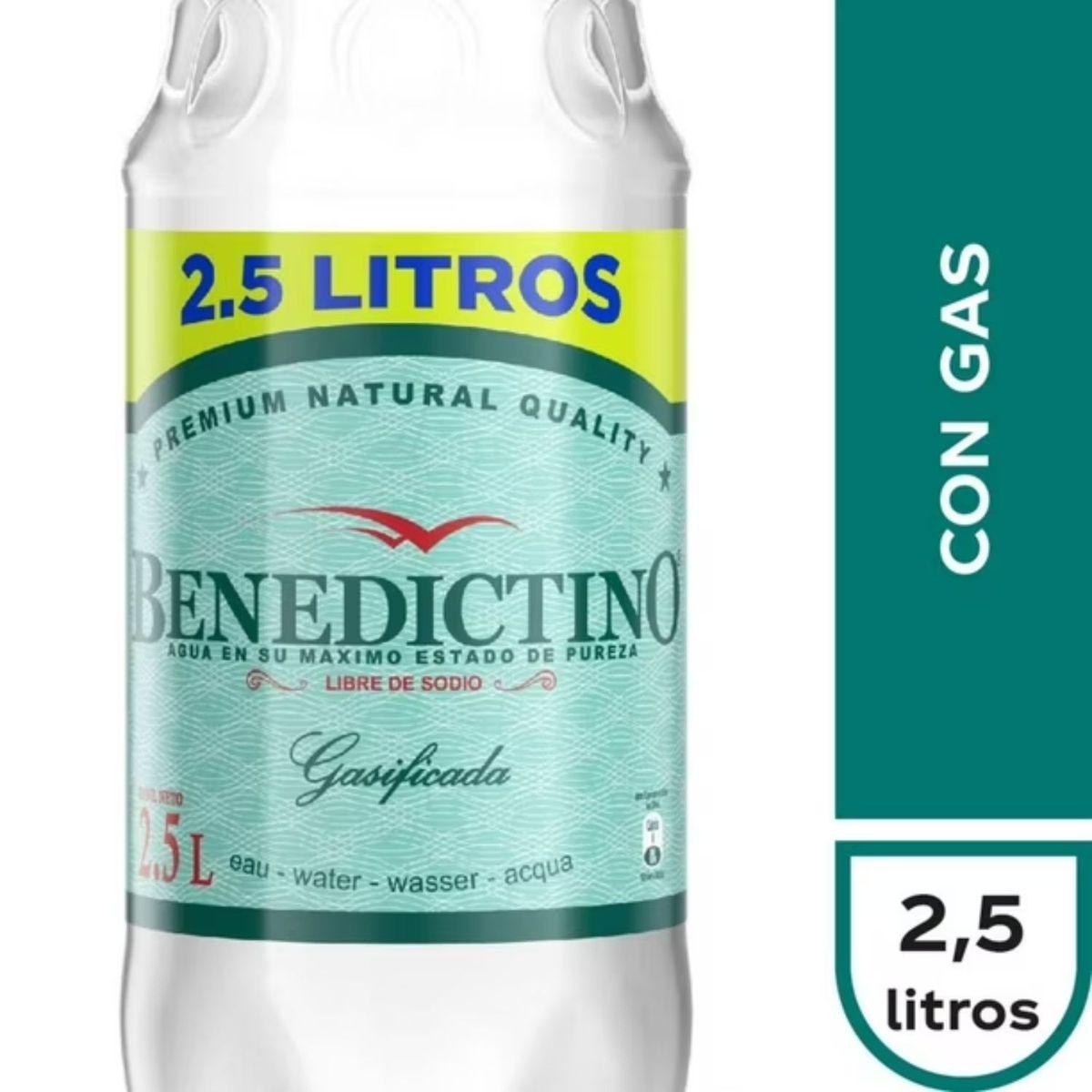 BENEDICTINO - Agua Purificada Con Gas Benedictino 2.5 L