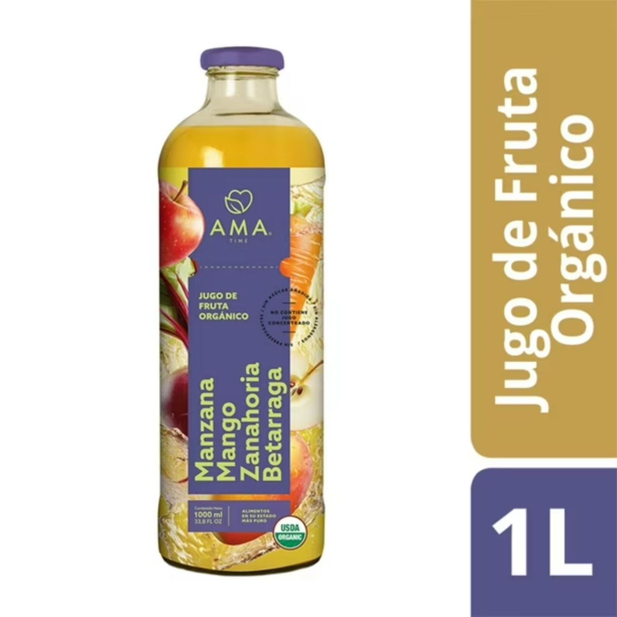 AMA - Jugo Orgánico de Manzana, Mango, Zanahoria y Betarraga Ama 1 L