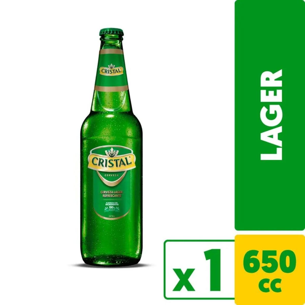 CRISTAL - Cerveza Lager Cristal Botella 4.6° 650 ml