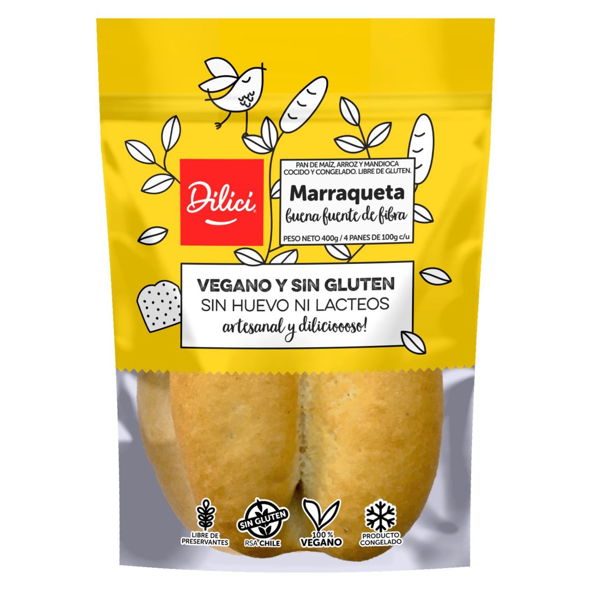 DILICI - Pan Marraqueta Vegano y Sin Gluten Dilici 400 g