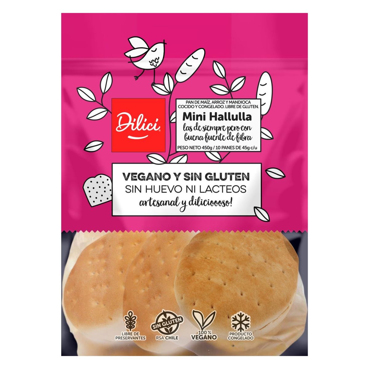 DILICI - Pan Mini Hallullas Vegano y Sin Gluten Dilici 450 g