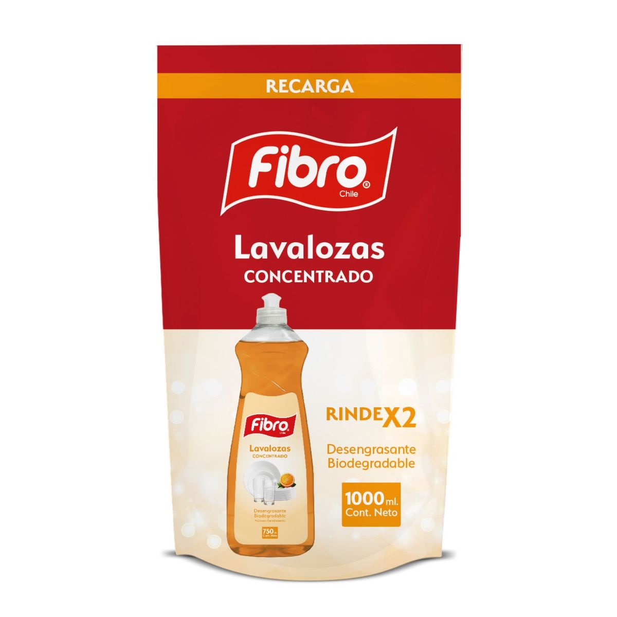 FIBRO - Lavalozas Concentrado Desengrasante Biodegradable Fibro Recarga 1 lt