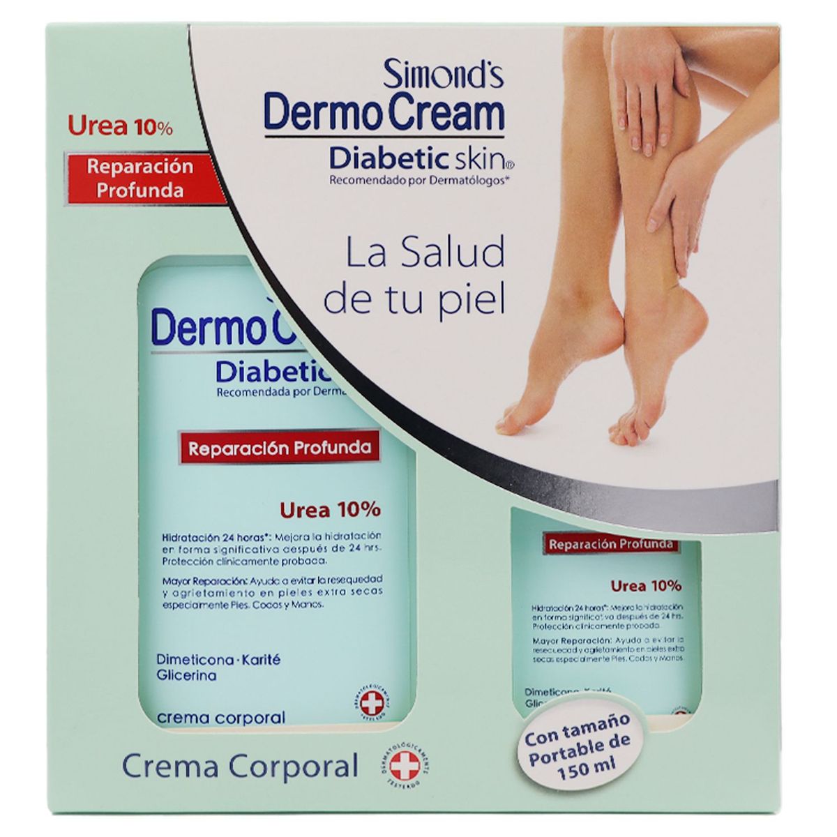 DERMOCREAM - Pack Crema Corporal Diabetic Skin Dermocream 400 ml y 150 ml