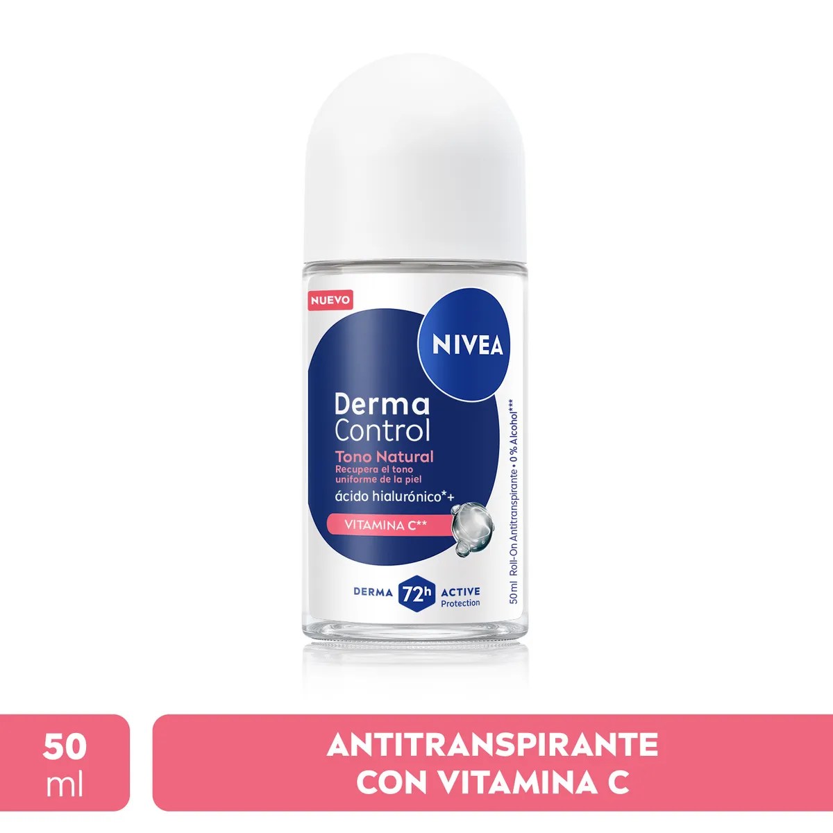 NIVEA - Desodorante Antitranspirante Roll On Derma Control Tono Natural Nivea 50 ml