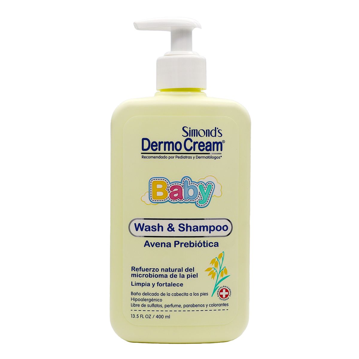 DERMOCREAM - Baby Wash Jabón y Shampoo Avena Prebiótica Dermo Cream Simond's 400 ml