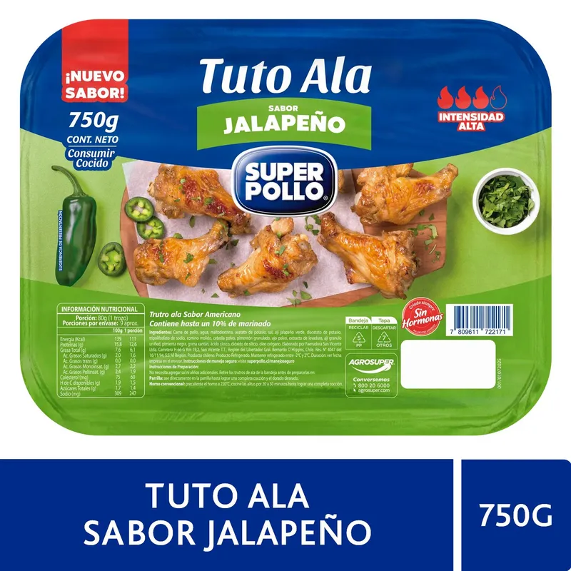 SUPER POLLO - Truto Ala de Pollo Sabor Jalapeño Super Pollo 750 g