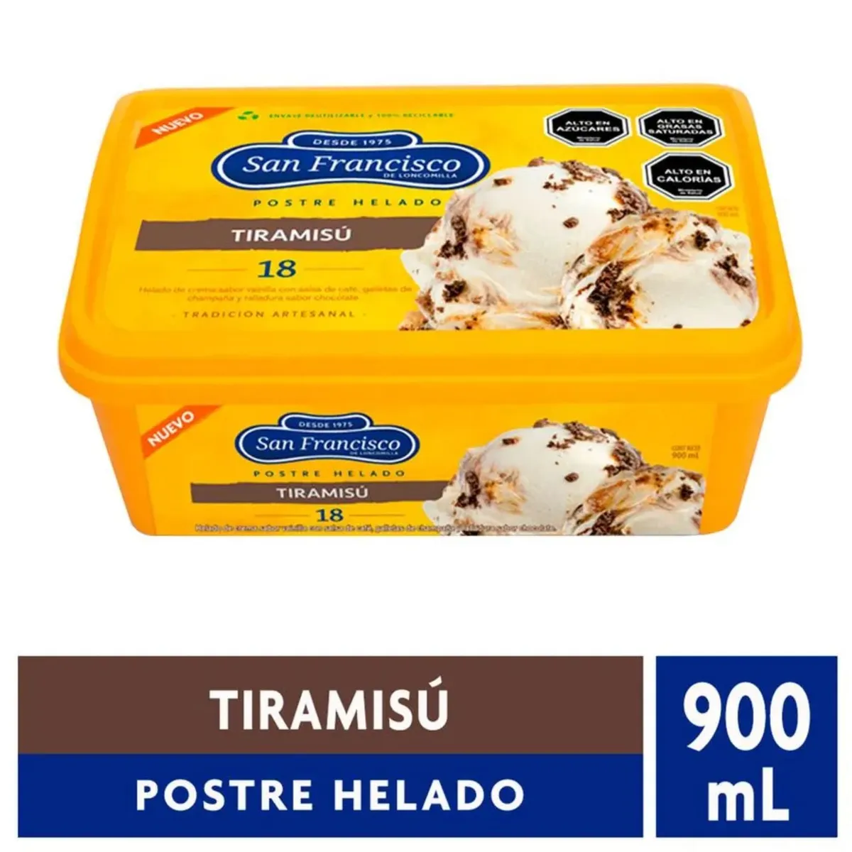 SAN FRANCISCO - Helado de Crema Sabor Tiramisú San Francisco 900 ml