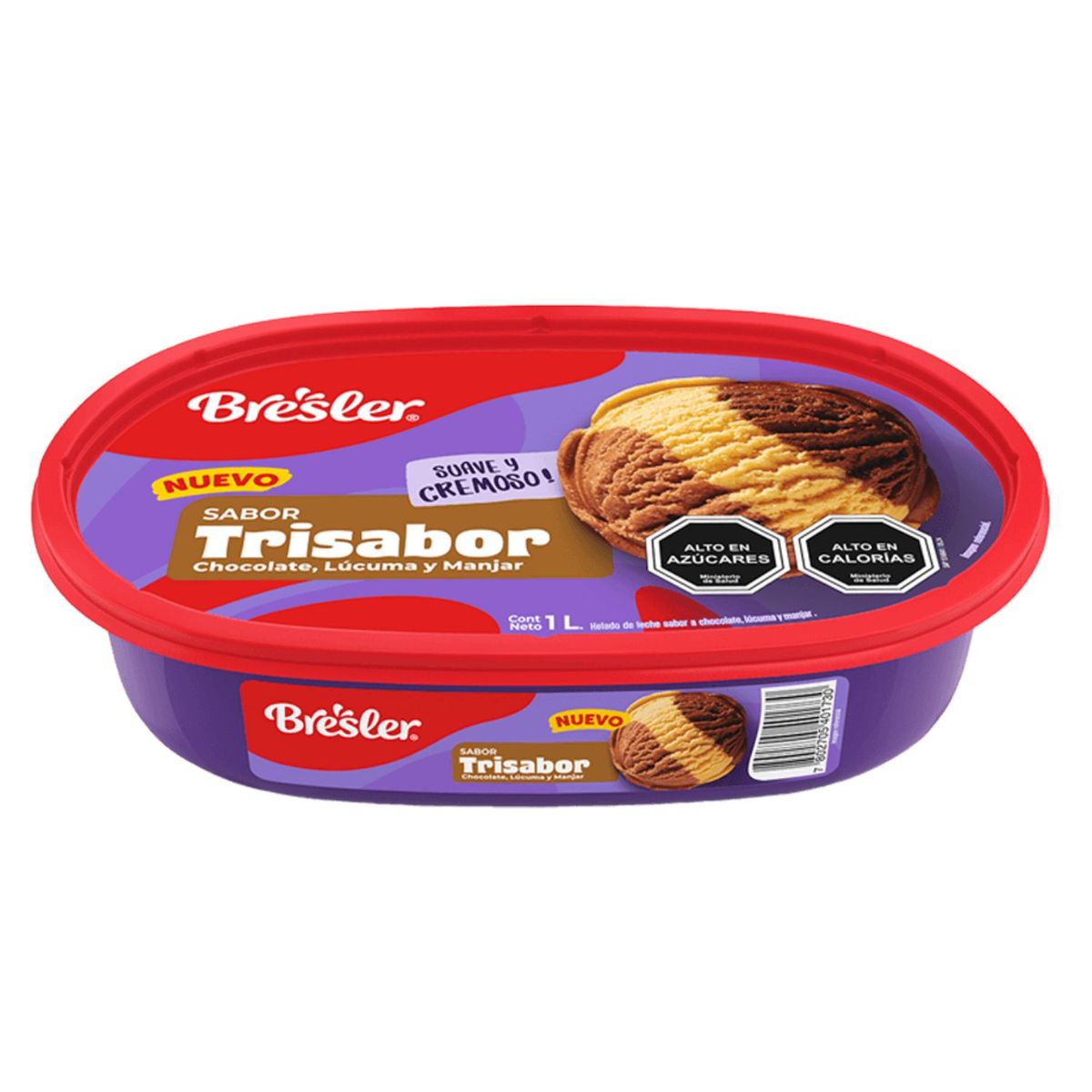 BRESLER - Helado de Lecho Sabor Chocolate, Lúcuma y Manjar Casatta Bresler 1 L
