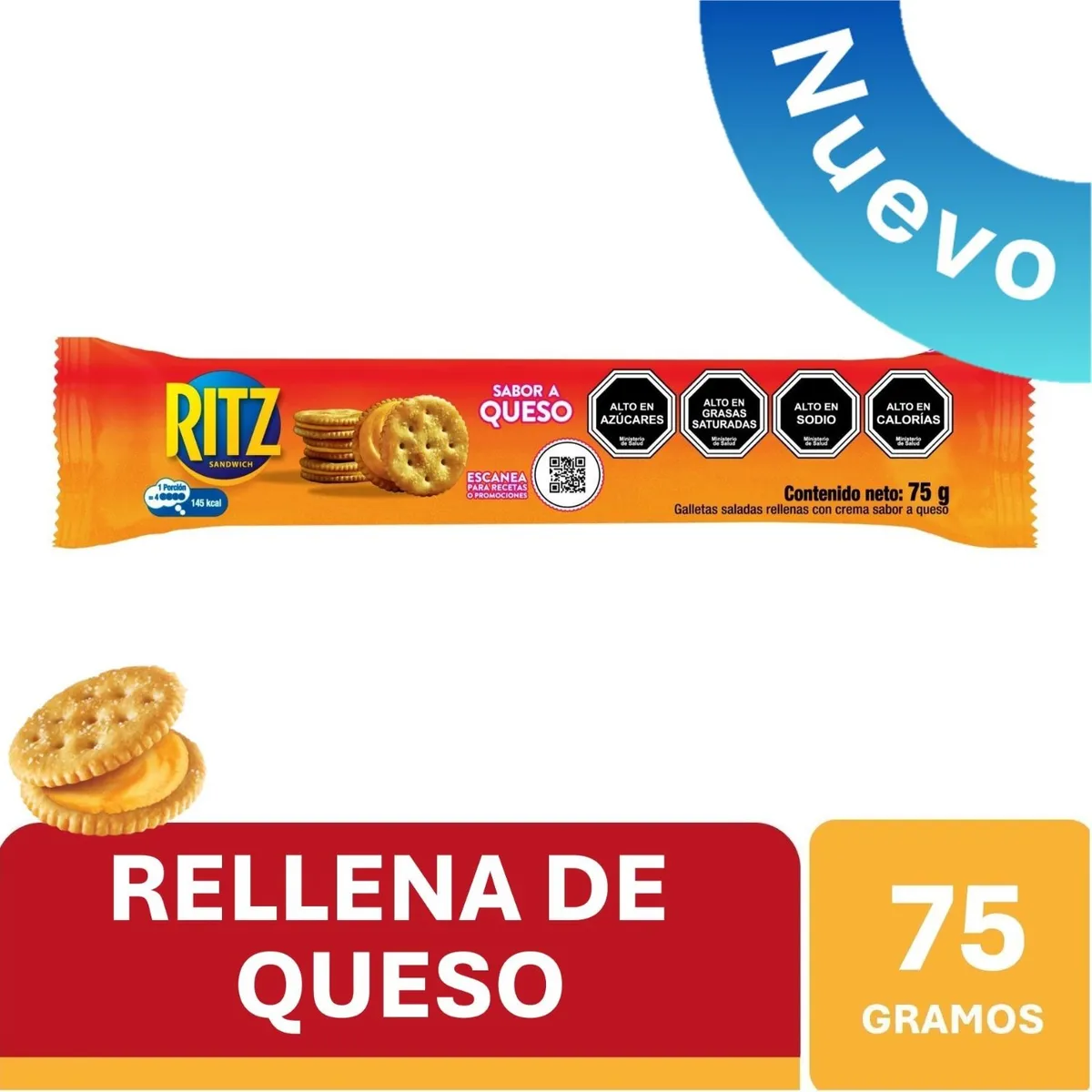 RITZ - Galletas Saladas Rellenas Sabor Queso Ritz 75 g