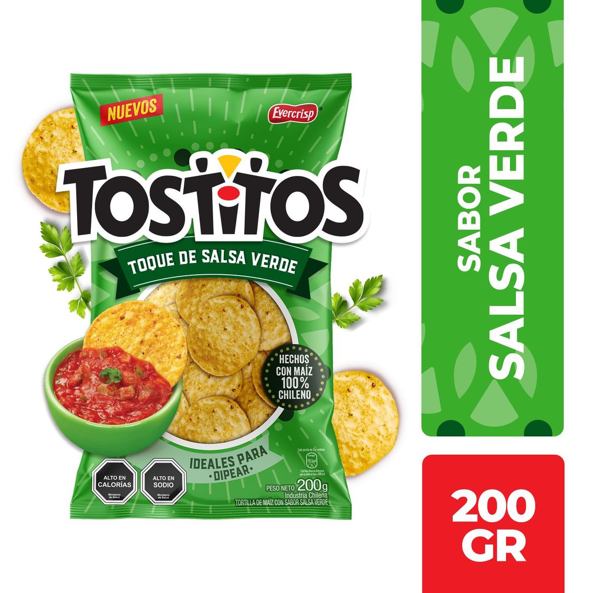 EVERCRISP - Tortillas de Maíz Tostitos Sabor Salsa Verde Evercrisp 200 g