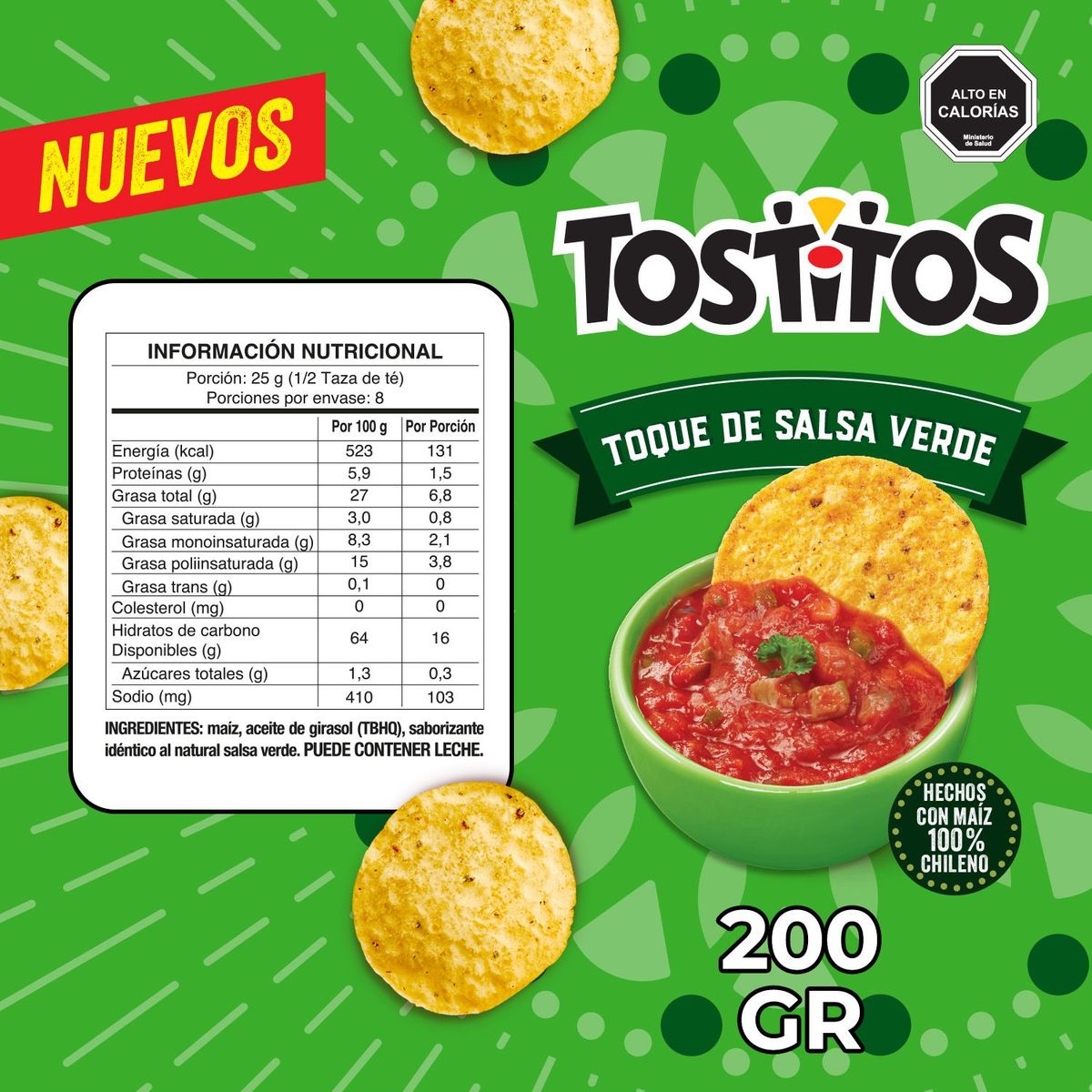 EVERCRISP - Tortillas de Maíz Tostitos Sabor Salsa Verde Evercrisp 200 g