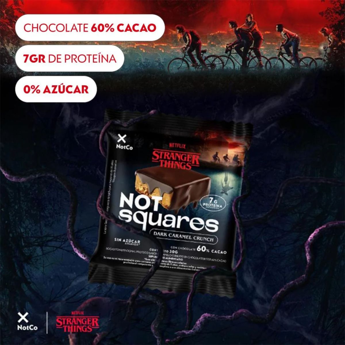 NOT SQUARES - Barra de Proteína Not Squares Stranger Things Dark Caramel Crunch 30 g