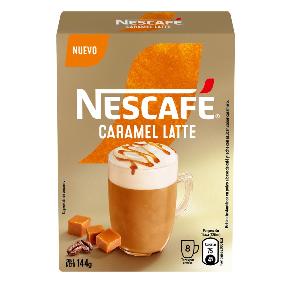 NESCAFE - Café Instantáneo Sabor Caramel Latte Nescafe 8 Un 144 g