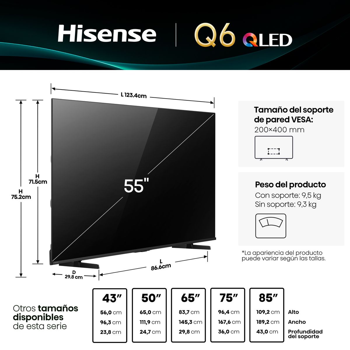 HISENSE - Qled Smart Tv 55 Q6Qv 4K Hisense