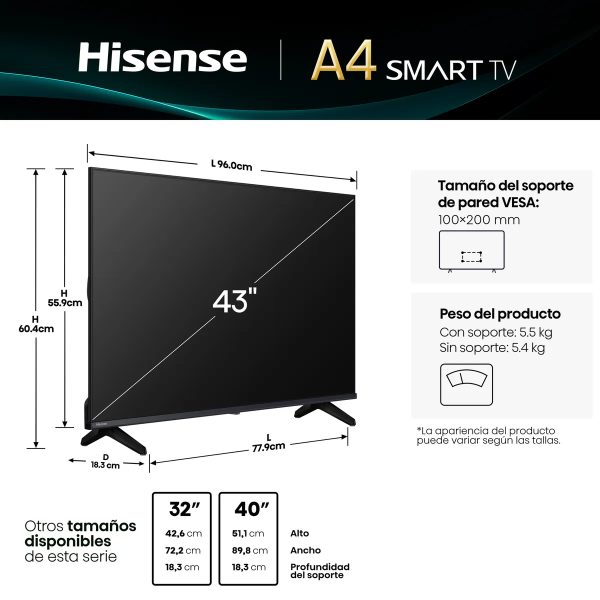 HISENSE - Led Smart Tv 43 A4Nv Fhd Hisense