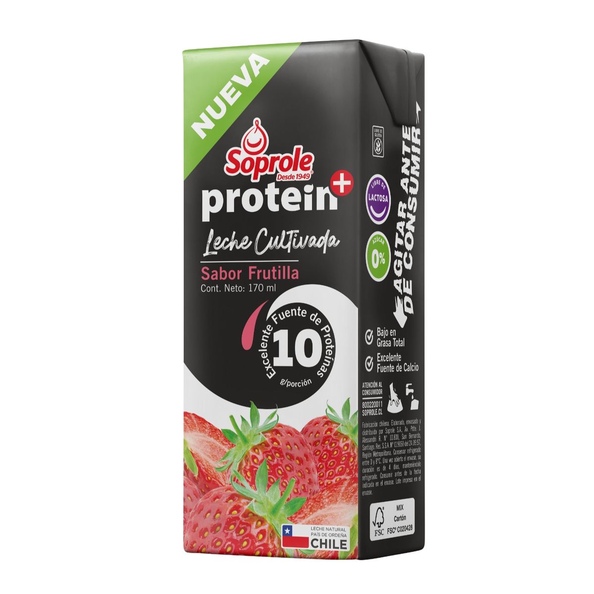 SOPROLE - Leche Cultivada Proteín Sabor Frutilla Soprole 170 ml