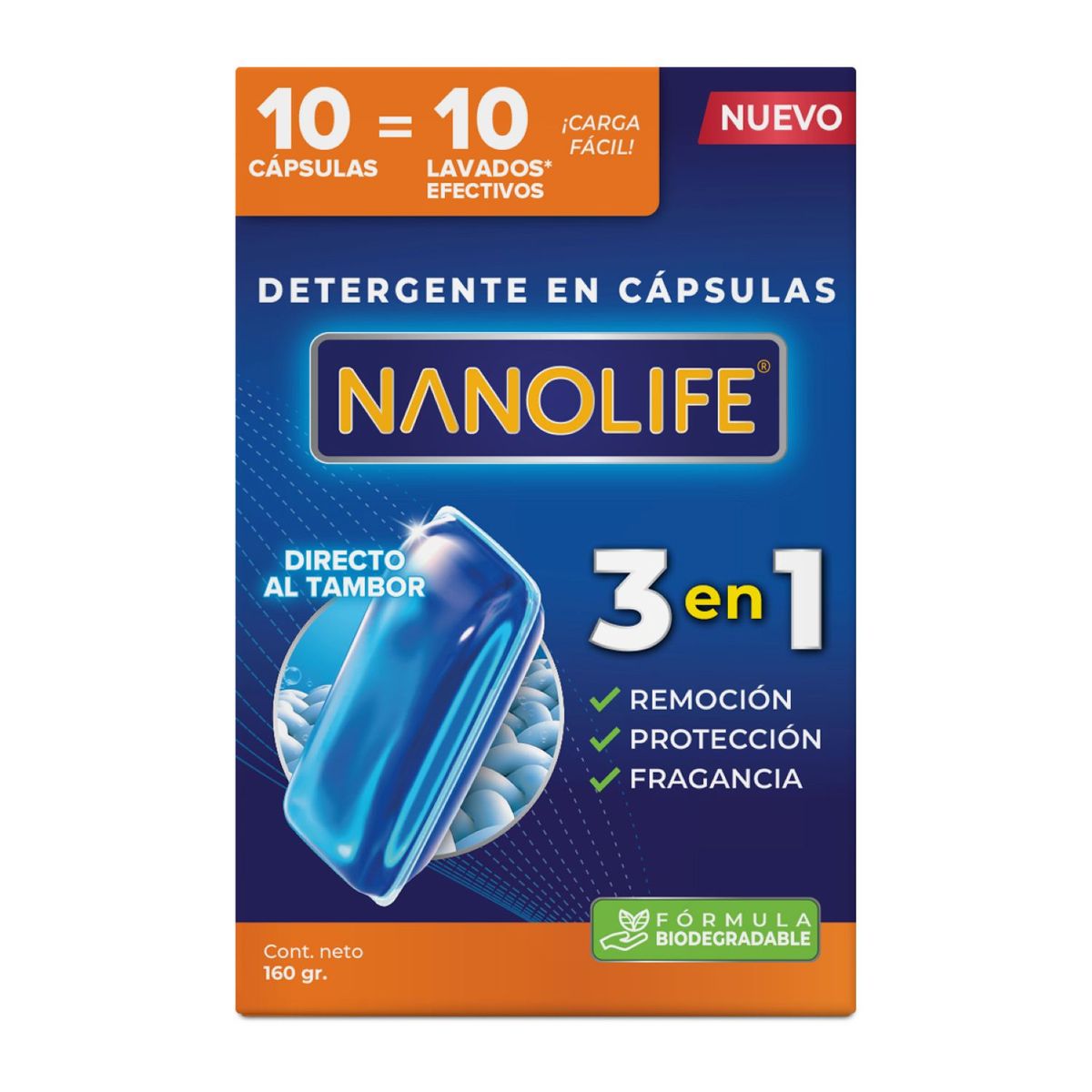 NANOLIFE - Detergente en Cápsulas Pods 3 en 1 Nanolife 10 un
