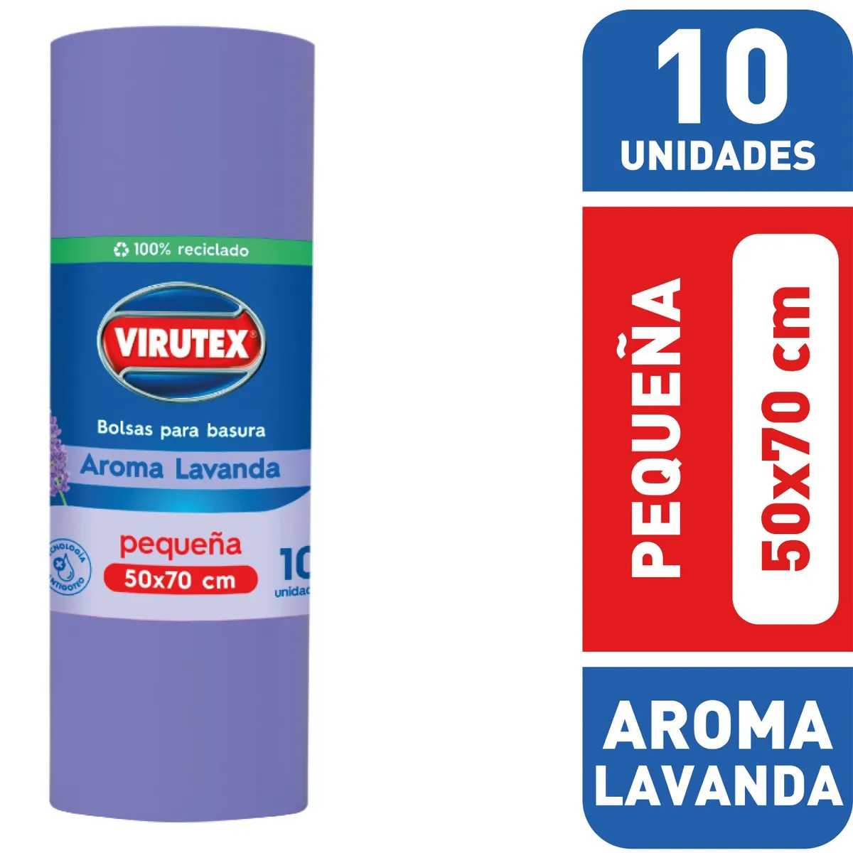 VIRUTEX - Bolsa de Basura Pequeña 50x70 Lavanda Virutex 10 un