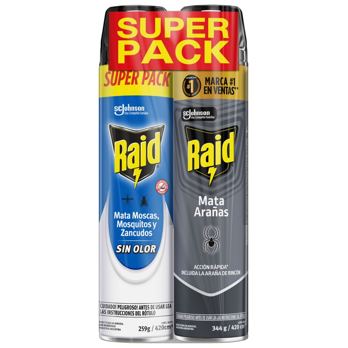 RAID - Pack Insecticida Mata Insectos y Arañas Raid 259 gr y 344 gr