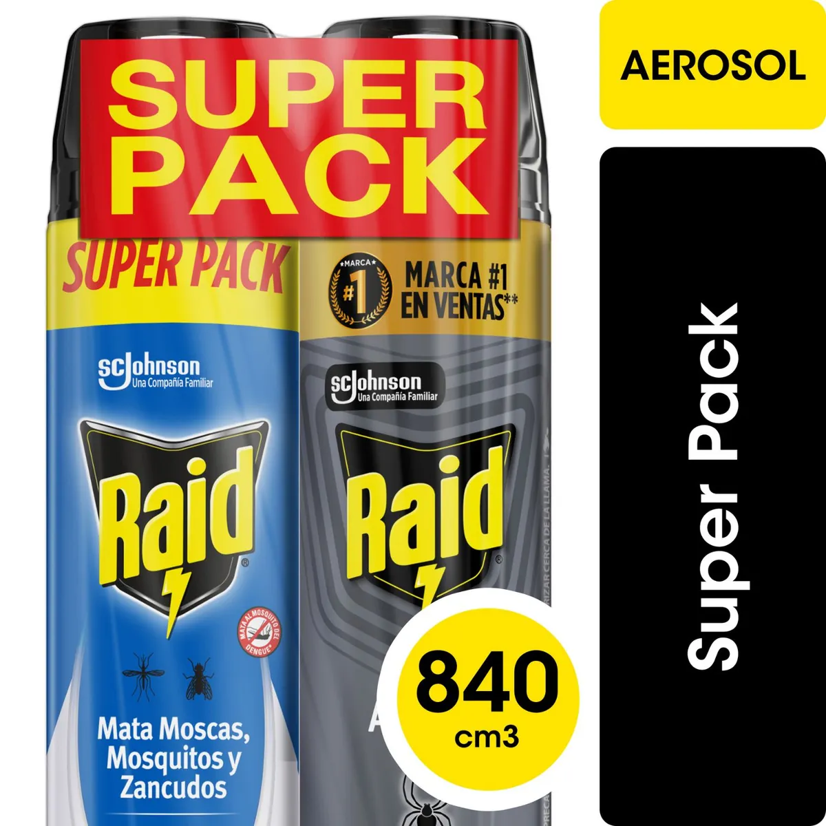 RAID - Pack Insecticida Mata Insectos y Arañas Raid 259 gr y 344 gr