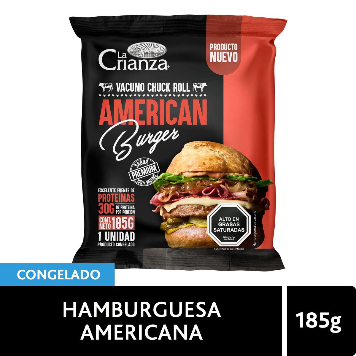 LA CRIANZA - Hamburguesa de Vacuno Americana Congelada La Crianza 185 g
