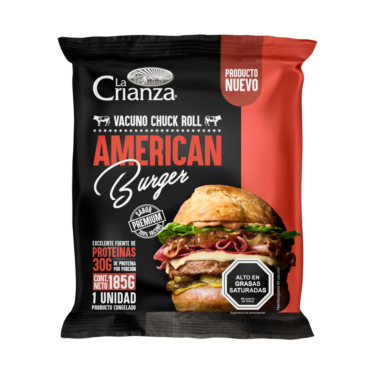 LA CRIANZA - Hamburguesa de Vacuno Americana Congelada La Crianza 185 g
