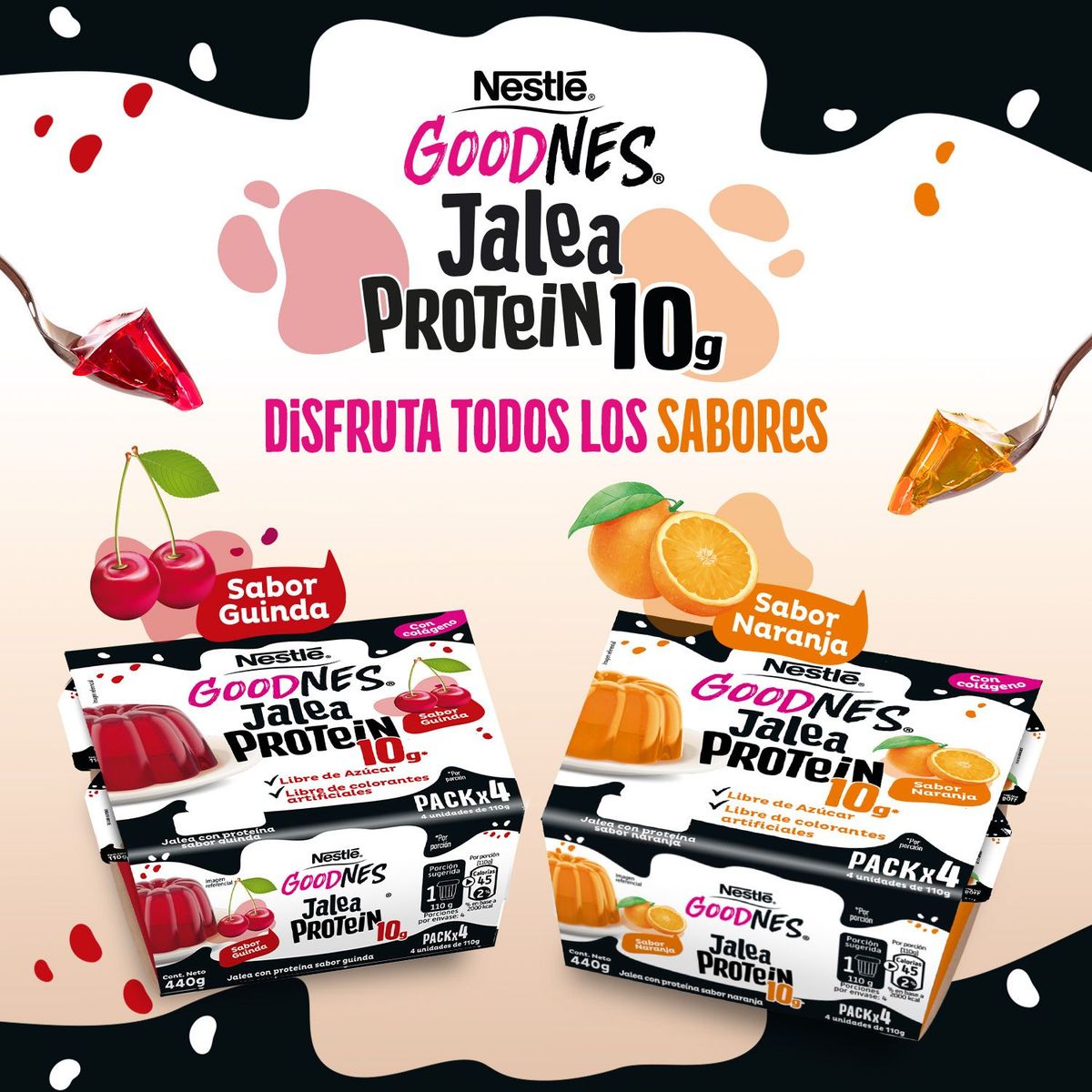 NESTLE - Pack Jalea Goodnes Proteín Sabor Naranja Nestle 4 x 110 g