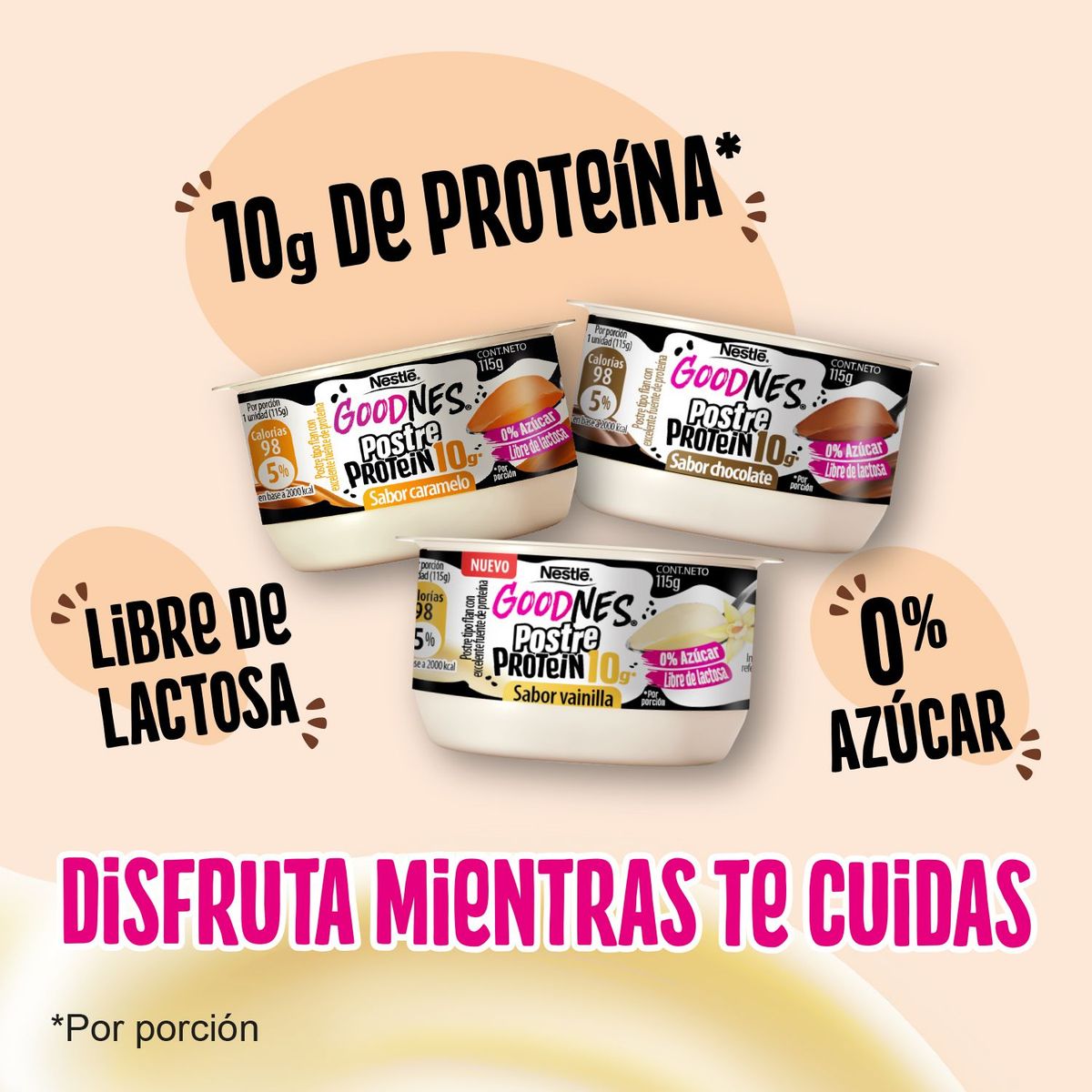 NESTLE - Postre Goodnes Protein Sabor Vainilla Nestle 115 g