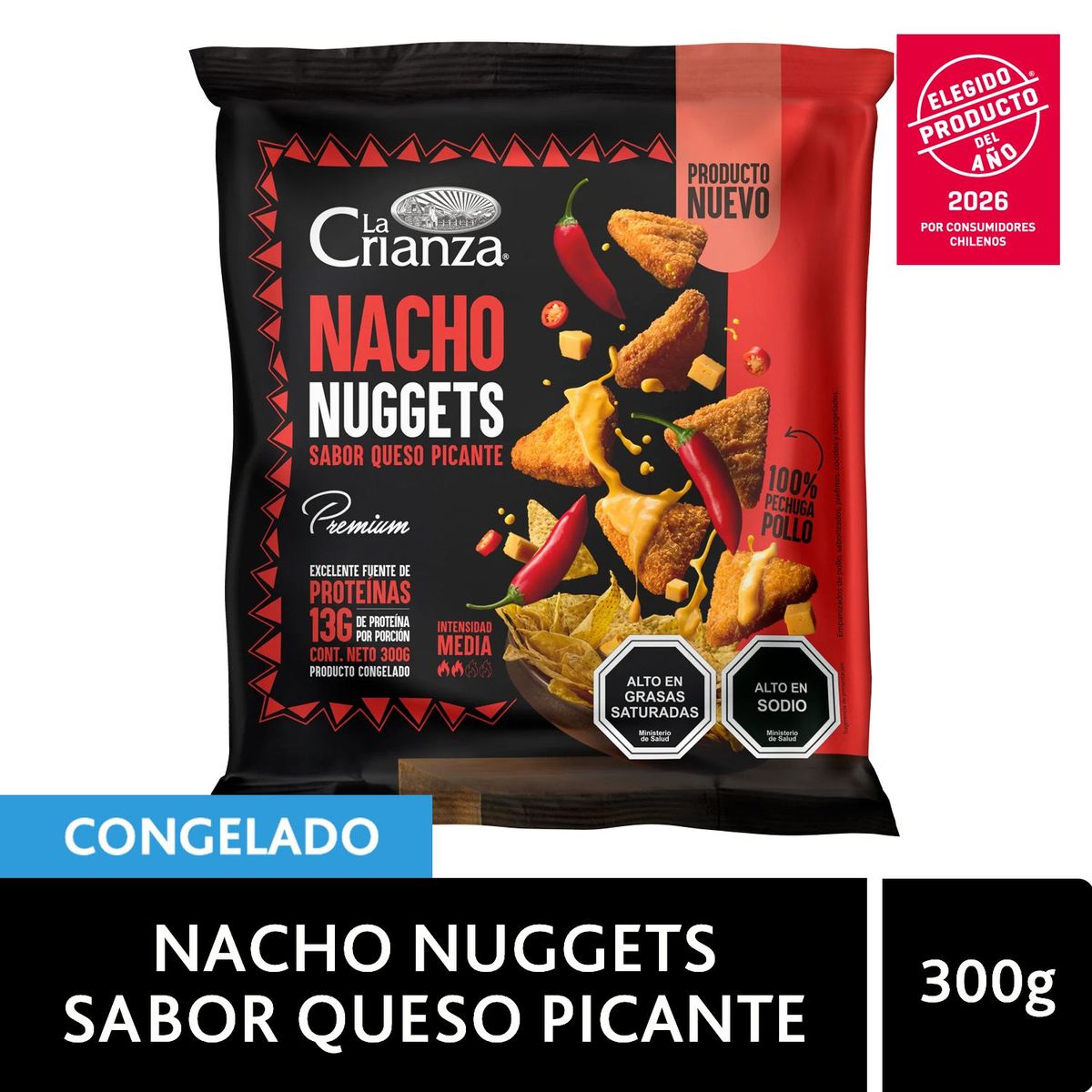 LA CRIANZA - Nacho Nuggets Sabor Queso Picante Congelados La Crianza 300 g